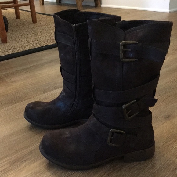 Brown Suede Moto Boots Size 8 NEW without tags - Picture 2 of 3